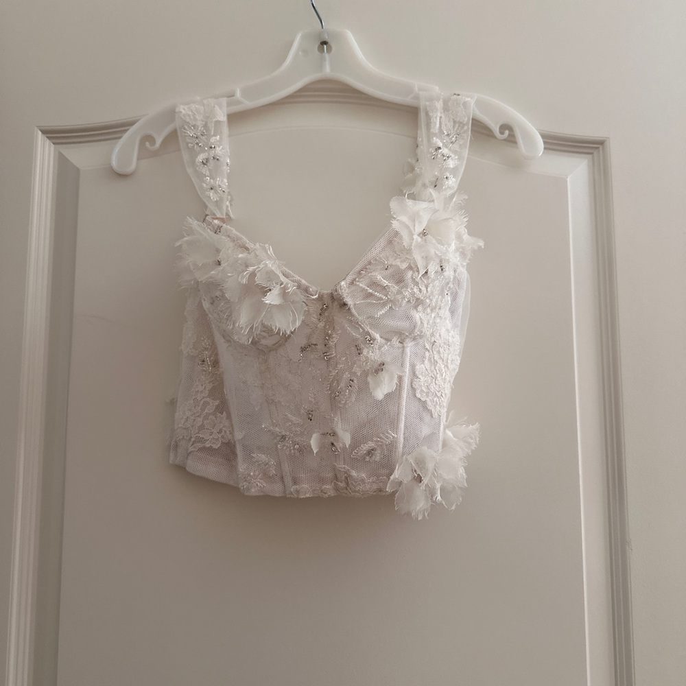 Monique Lhuillier Floral Corset Top